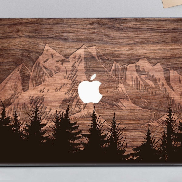 Mountains Macbook Pro 16 Inch Case Macbook Air 13 Inch Case Pine Trees Macbook Pro Case Wood Macbook Pro 15 Touch Bar With Design LAS0197