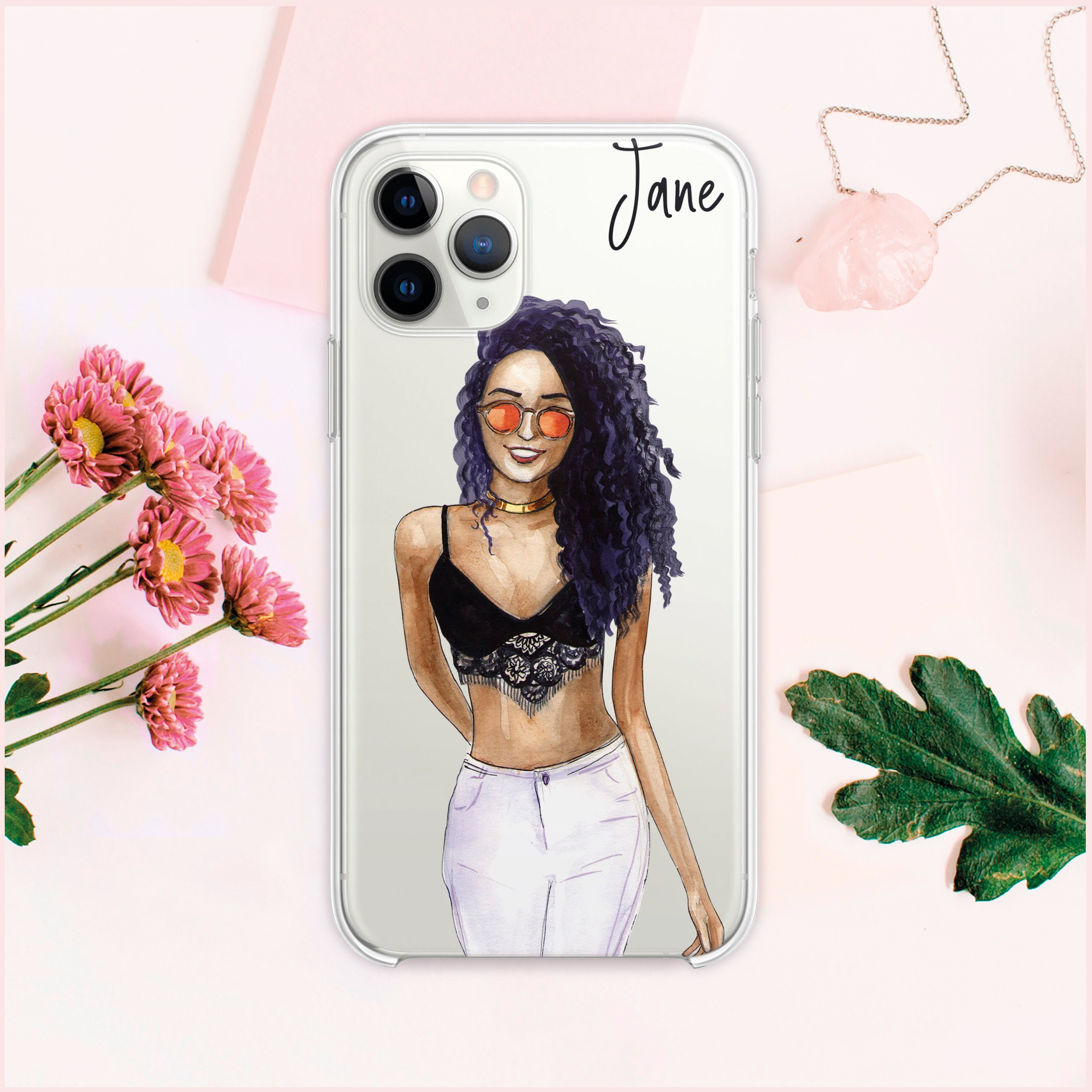 Curly Girl Iphone 11 Pro Max Case Iphone X Clear Case Cute Etsy Curly Girl Iphone 11 Pro Max Case Iphone X Clear Case Cute Etsy