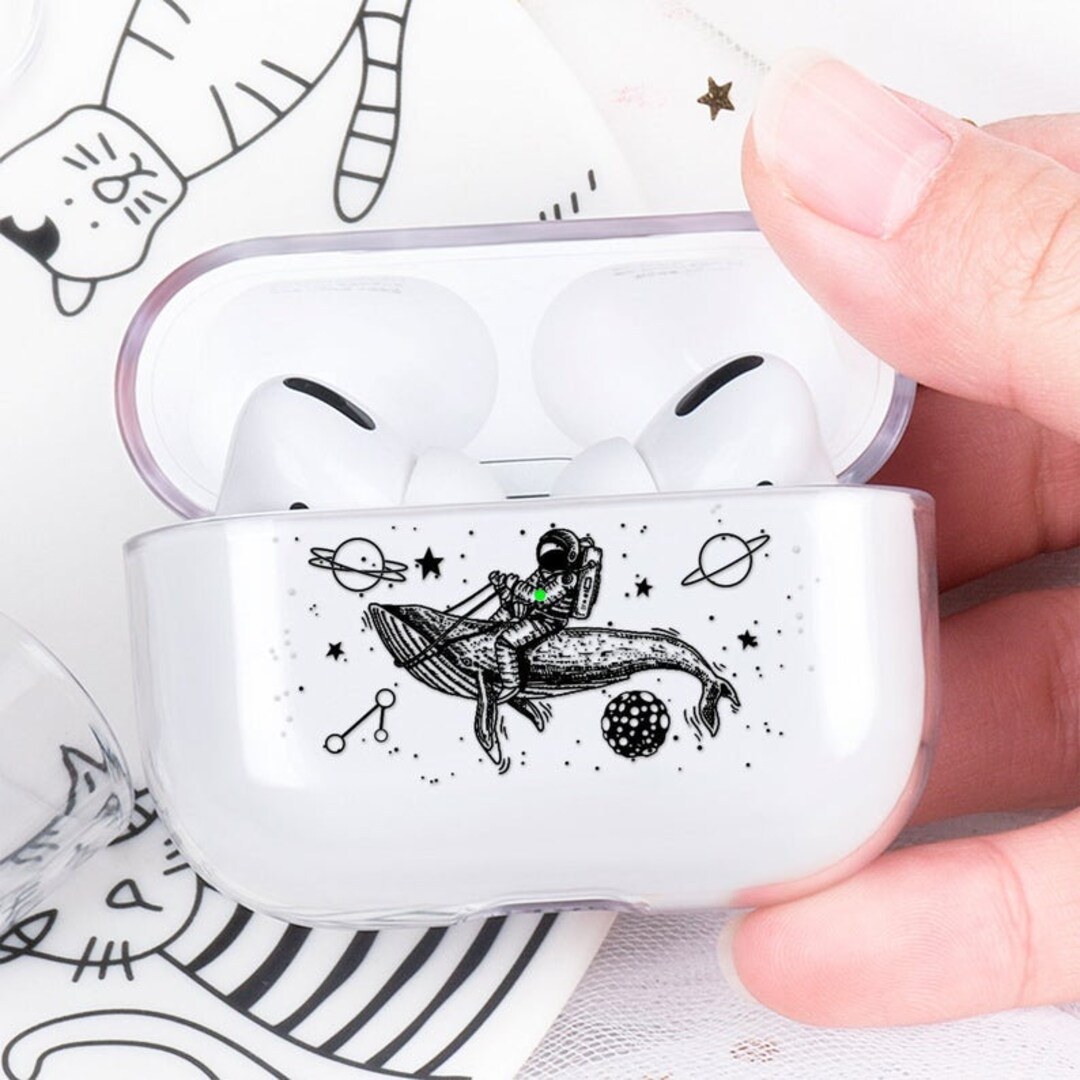 Space Whale Astronaut Airpods 3 Case Eco Black Brown Leather 