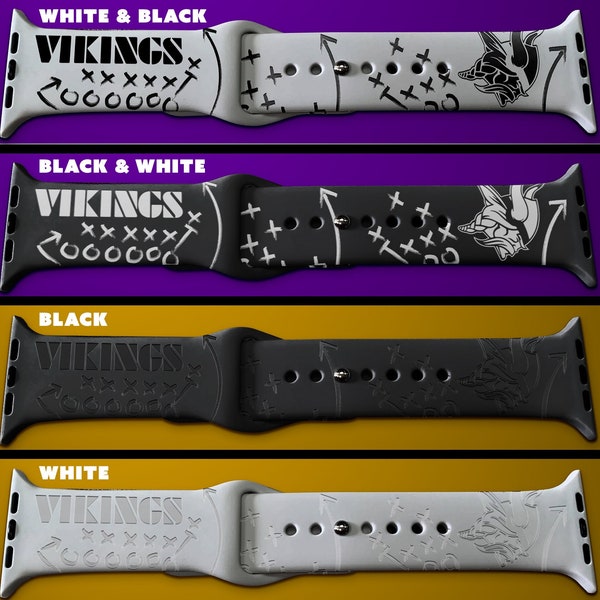 Football themed engraved Silicone Watch Band - Vikings