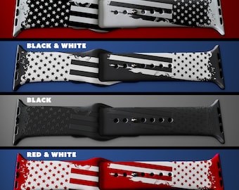 US Flag themed engraved Silicone Watch Band