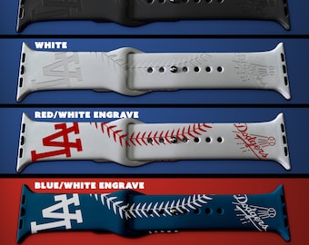 Baseball themed engraved Silicone Watch Band - Dodgers