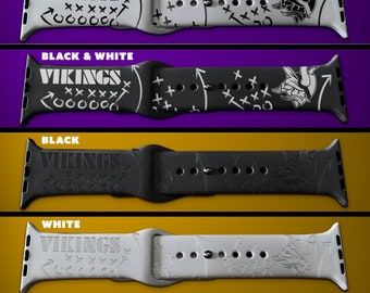 Football themed engraved Silicone Watch Band - Vikings