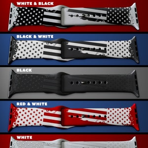 US Flag themed engraved Silicone Watch Band