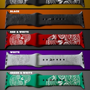 Sugar Skull themed engraved Silicone iWatch Band