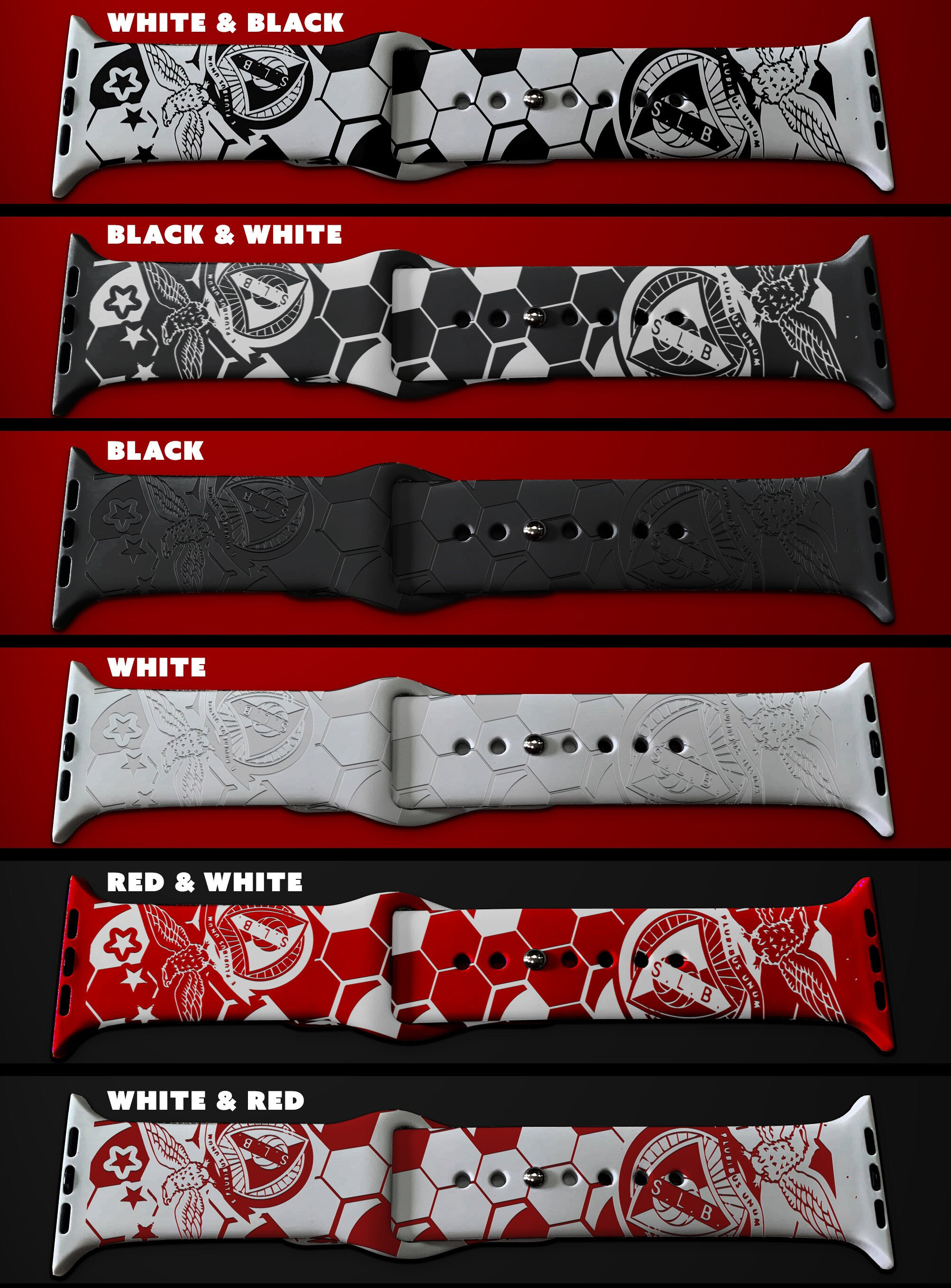 Soccer Themed Engraved Silicone Watch Band Benfica