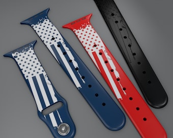 US Flag themed engraved Silicone Watch Band