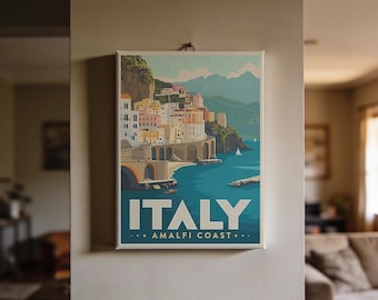 Italy Amalfi Coast Travel Poster - Vintage 8x10 Mini Canvas Print