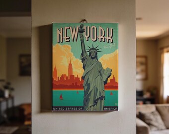 New York NY Travel Poster - Vintage 8x10 Mini Canvas Print