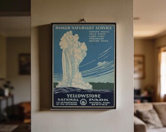 Yellowstone Park Travel Poster - Vintage 8x10 Mini Canvas Print