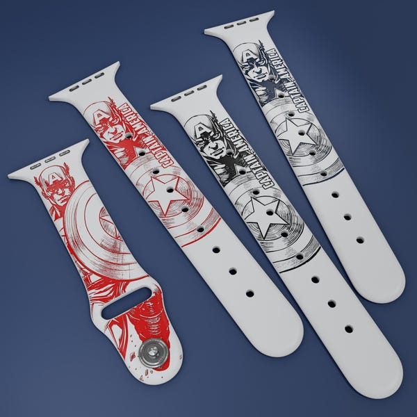 CAPT. AMERICA themed engraved Silicone Watch Band