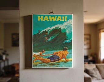 Hawaii Travel Poster - Vintage 8x10 Mini Canvas Print