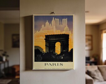 Paris Arch Travel Poster - Vintage 8x10 Mini Canvas Print