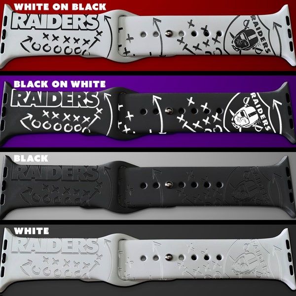 Football themed engraved Silicone Watch Band - Raiders