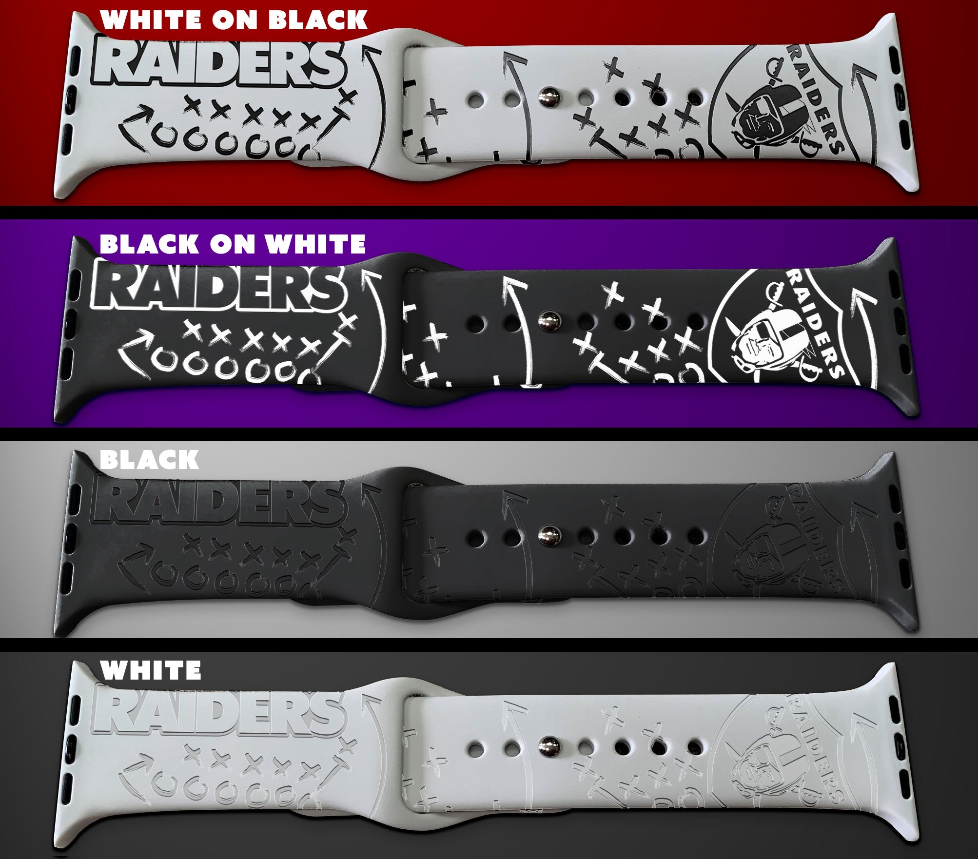 Las Vegas Raiders Custom Name HD Apple Watch Band - Game Time Bands