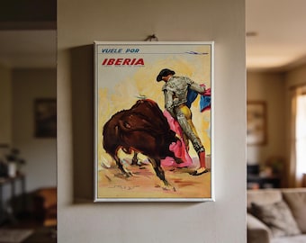Iberia Travel Poster - Vintage 8x10 Mini Canvas Print