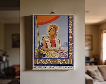 Java & Bali Travel Poster - Vintage 8x10 Mini Canvas Print