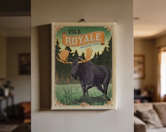 Isle Royale Travel Poster - Vintage 8x10 Mini Canvas Print