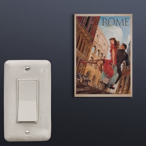 Visit Rome - 4x6 Mini Canvas Vintage Travel Poster