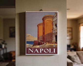 Napoli Travel Poster - Vintage 8x10 Mini Canvas Print