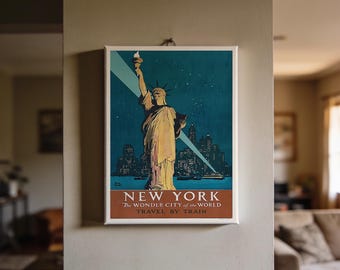 New York Travel Poster - Vintage 8x10 Mini Canvas Print
