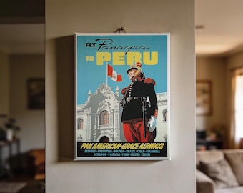 Peru Travel Poster - Vintage 8x10 Mini Canvas Print