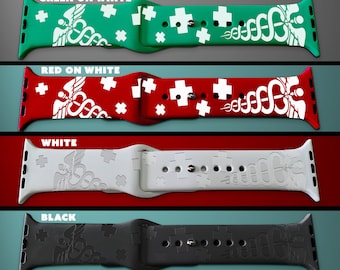 Medical Themed engraved Silicone Watch Band