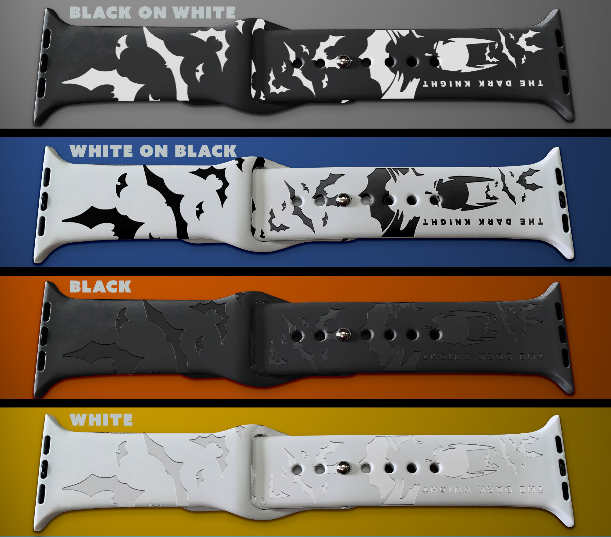 Dark Bat themed engraved Silicone iWatch Band