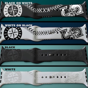 Baseball themed engraved Silicone Watch Band - Mariners