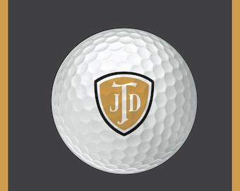 Monogrammed Shield Golf Balls | Custom Printed Initials, Set of 3 (Golf Gift)