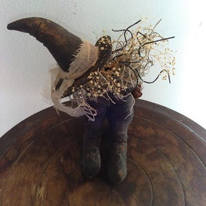Witch Boots with Witch Hat /Halloween/Rusty Bell/Pair of Witch Boots /Halloween Decor Primitive Halloween Decorations