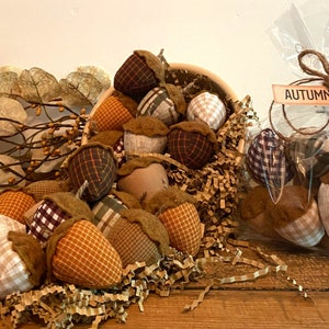 Set of Eight Handmade Fabric Acorns,Fall Decor,Thanksgiving Decor,Place Settings,Wreath Decor Attachments,Gifts