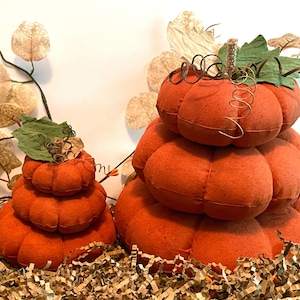 Fabric Pumpkin,Fall Stacked Pumpkins - Fall Decor - Halloween Decor,Handmade Pumpkins