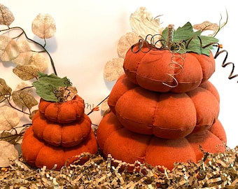 Fabric Pumpkin,Fall Stacked Pumpkins - Fall Decor - Halloween Decor,Handmade Pumpkins