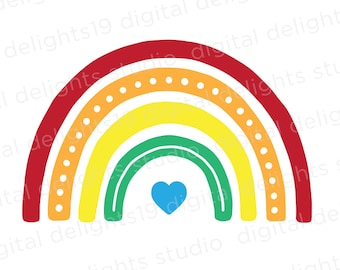 Rainbow Doodle svg - spring svg - rainbow svg - stripe svg - rainbow with heart svg