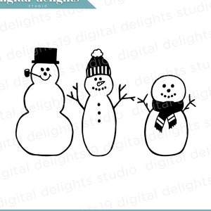 Snowman SVG Hand Drawn Svg Winter Svg Snowman Bundle Svg Snowman ...