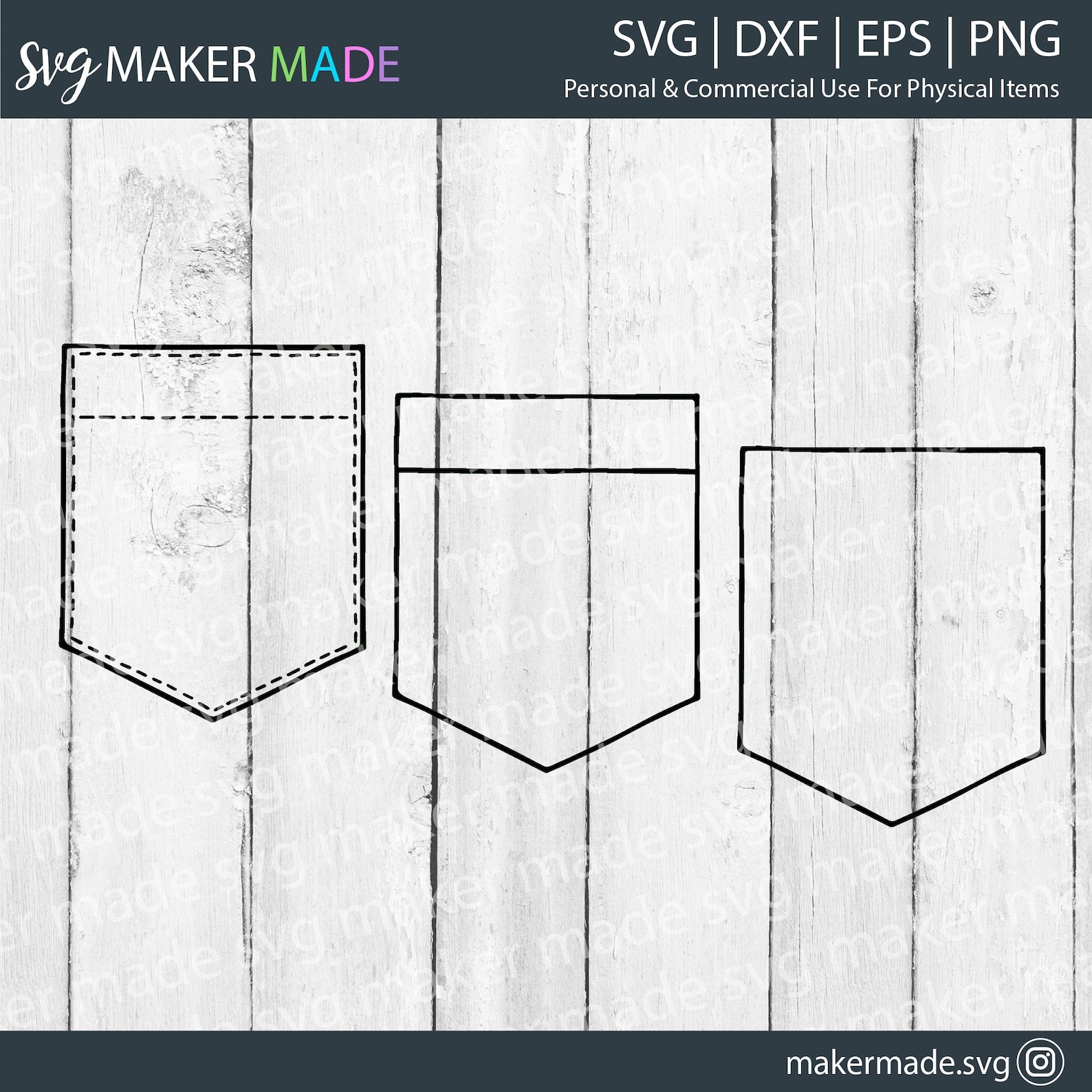 Shirt Pocket Svg Pocket Template Svg Pocket Outline Svg | Etsy