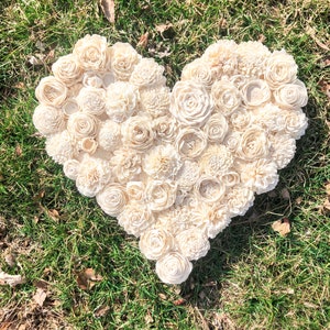 Wood Flower Floating Heart; Farmhouse Wall Decor; Rustic Wedding Floral Decor; Valentine’s Day; Bridal Shower; Anniversary Gift