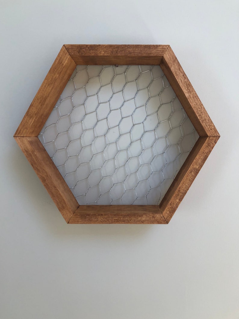 Chicken Wire Hexagon Shelf Farmhouse Shelf Rustic Etsy