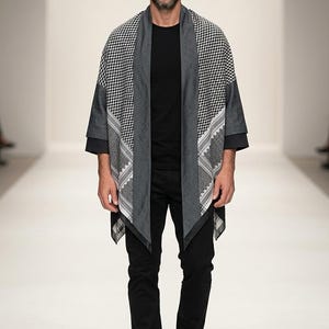 Bufanda convertible con estampado Koffiyeh (para hombre) / Poncho convertible estilo Shmagh / Se puede usar de 4 maneras / Colores personalizados