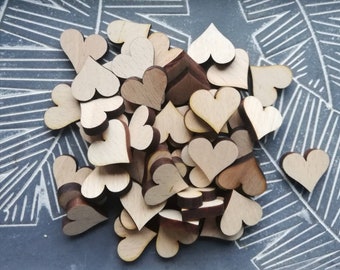 Wood Hearts,  Craft supplies, Wedding Hearts, Valentine's Day Crafts - Laser Cut, Wooden Hearts 2cm (0.8")