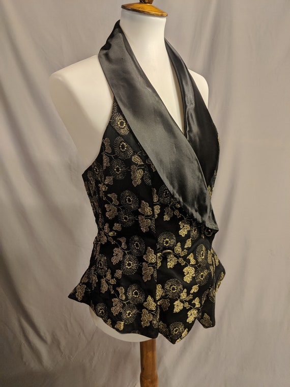 Black w/Gold floral embroidery Vest
