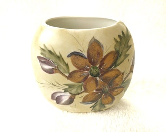 Vtg Germany German Pottery Handpainted Purple Gold Floral Vase