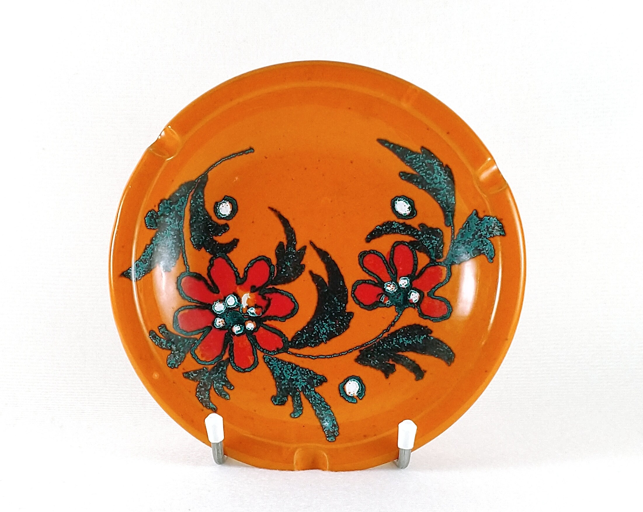 VTG Italien Keramik Orange Floral glasierte Schale Mid Century | Etsy