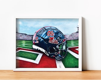 Ole Miss Rebels Football | Custom Art Print | Limited Edition Drawing | Hand-Drawn