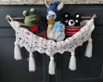 Mini Hammock, Boho Crochet Hammock for Stuffed Animals, Fruit, Paper Goods, Any Items to Display. Useful in the Nursery,Bathroom or Kitchen!