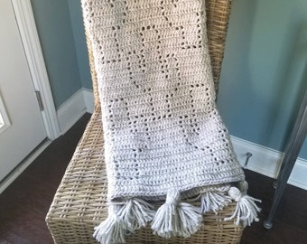 Handmade Filet Crochet Cactus Blanket, Cactus Baby Blanket,  Desert themed Nursery,  Gender Neutral Nursery, Made to Order, Free Shipping