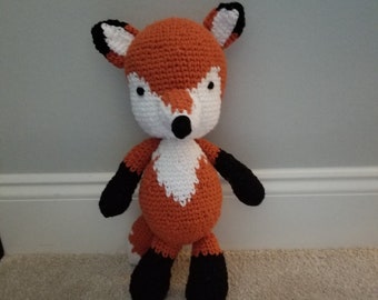 Stuffed Fox toy, Crochet Fox, Amigurumi Fox, Baby Shower gift, Woodland Nursery Decor, Mr. FuFu Fox, Ready to Ship!