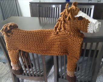 Handmade Cuddle and Play Horse Blanket Made to Order, Crochet Play Mat, Decor for Cowboy Themed  Nursery, Free Shipping!