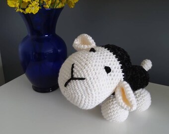 Crochet Black Sheep, Black and White Lamb, Easter Basket gift, Amigurumi Lamb,  Ready to ship!